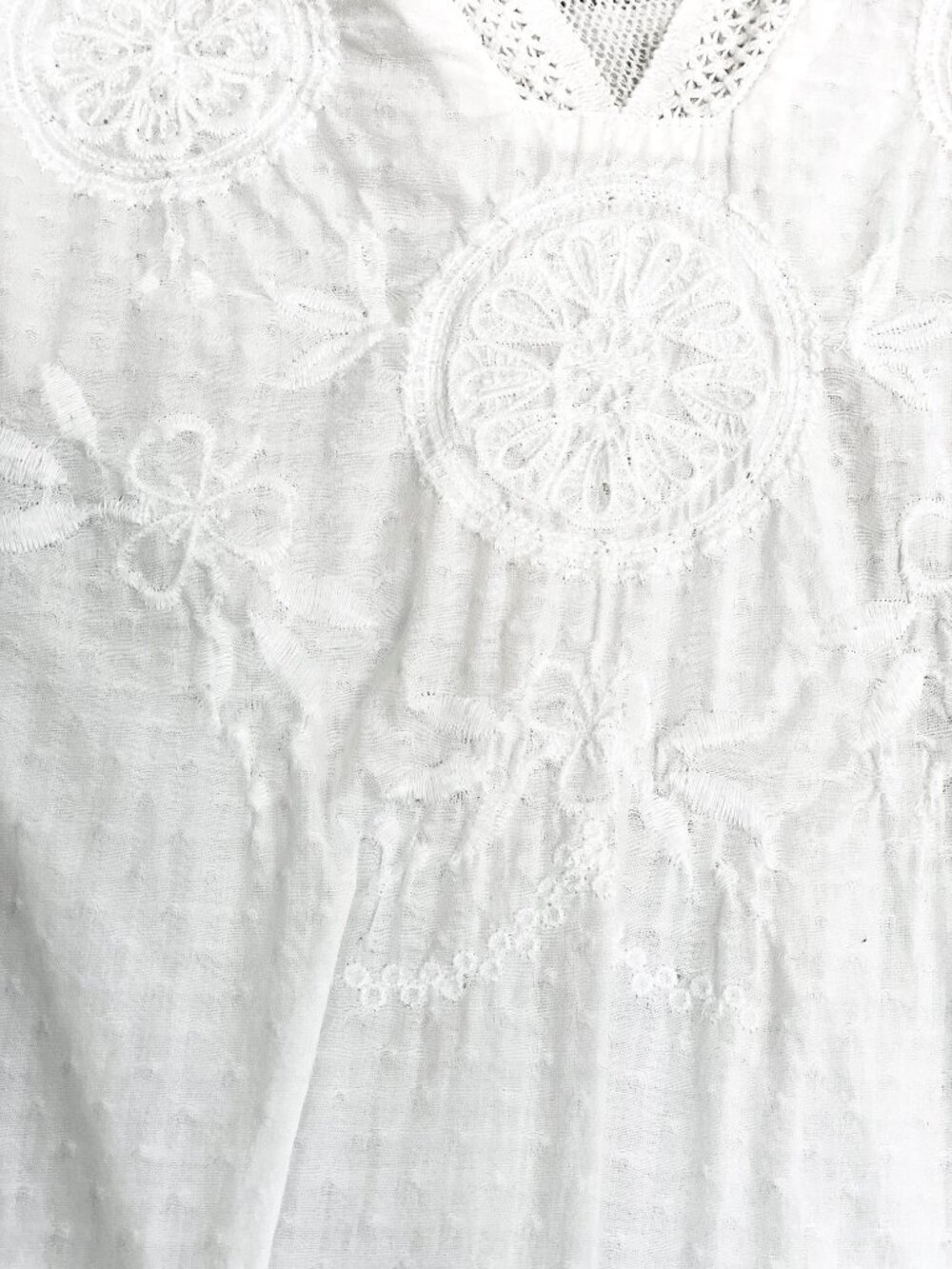 Bob Timberlake Small White Cotton Short Sleeve Lined Embroidered Boho Dress - Picture 4 of 14
